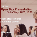 Virtual Open Day Presentation of the MBA International on May 3rd, 2023